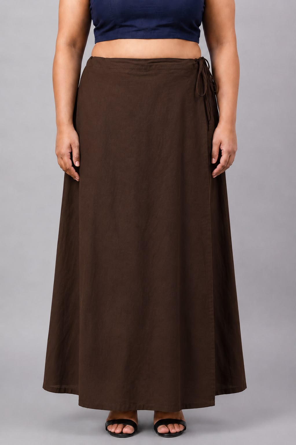 Brown Cotton Petticoat for Saree