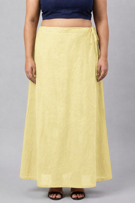 Light Yellow Cotton Petticoat for Saree