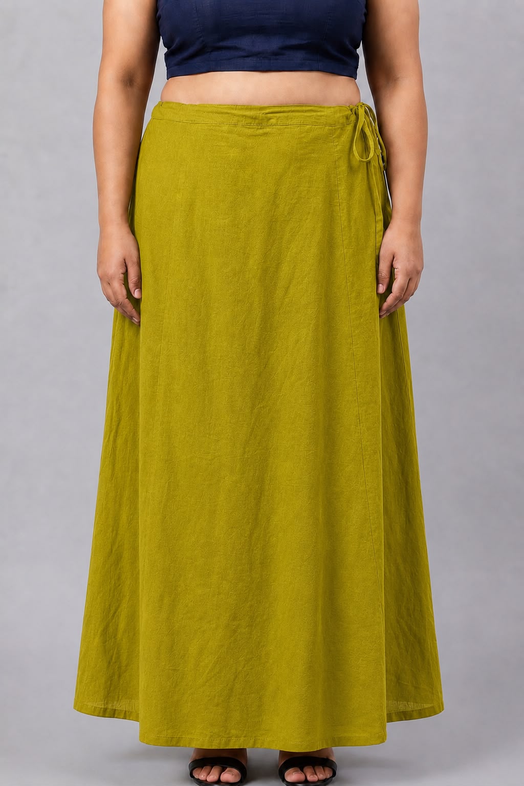 Olive Green Cotton Petticoat for Saree