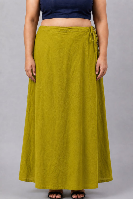 Olive Green Cotton Petticoat for Saree