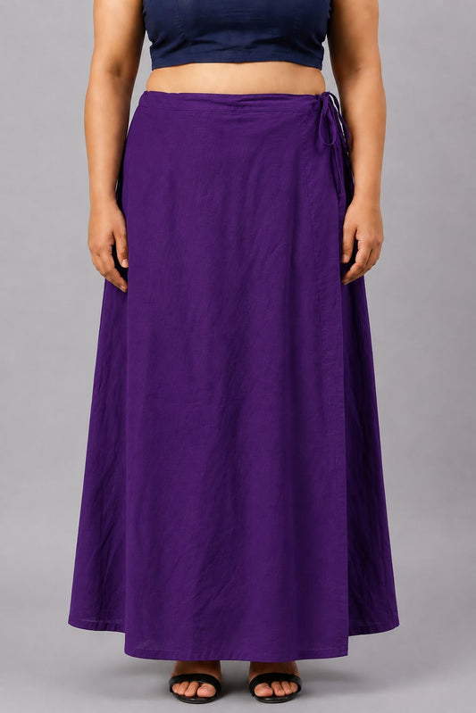 Purple Cotton Petticoat for Saree