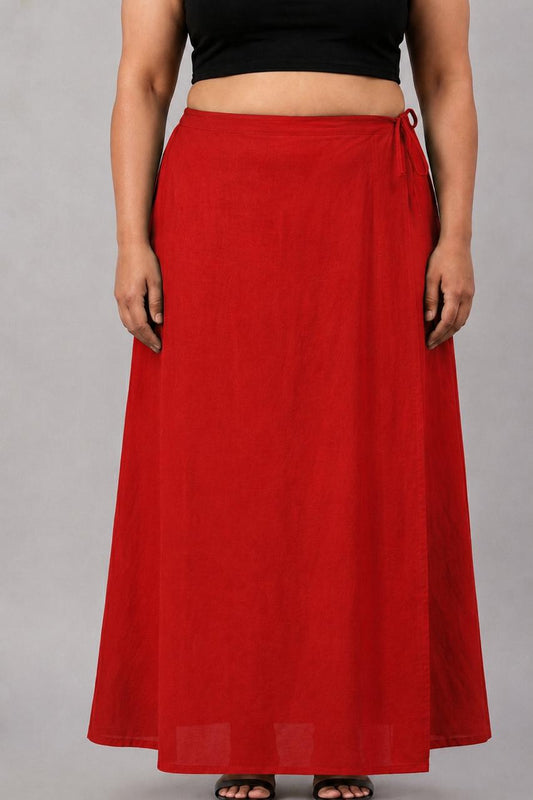 Red Cotton Petticoat for Saree
