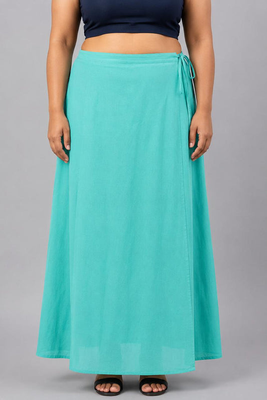 Sea Green Cotton Petticoat for Saree